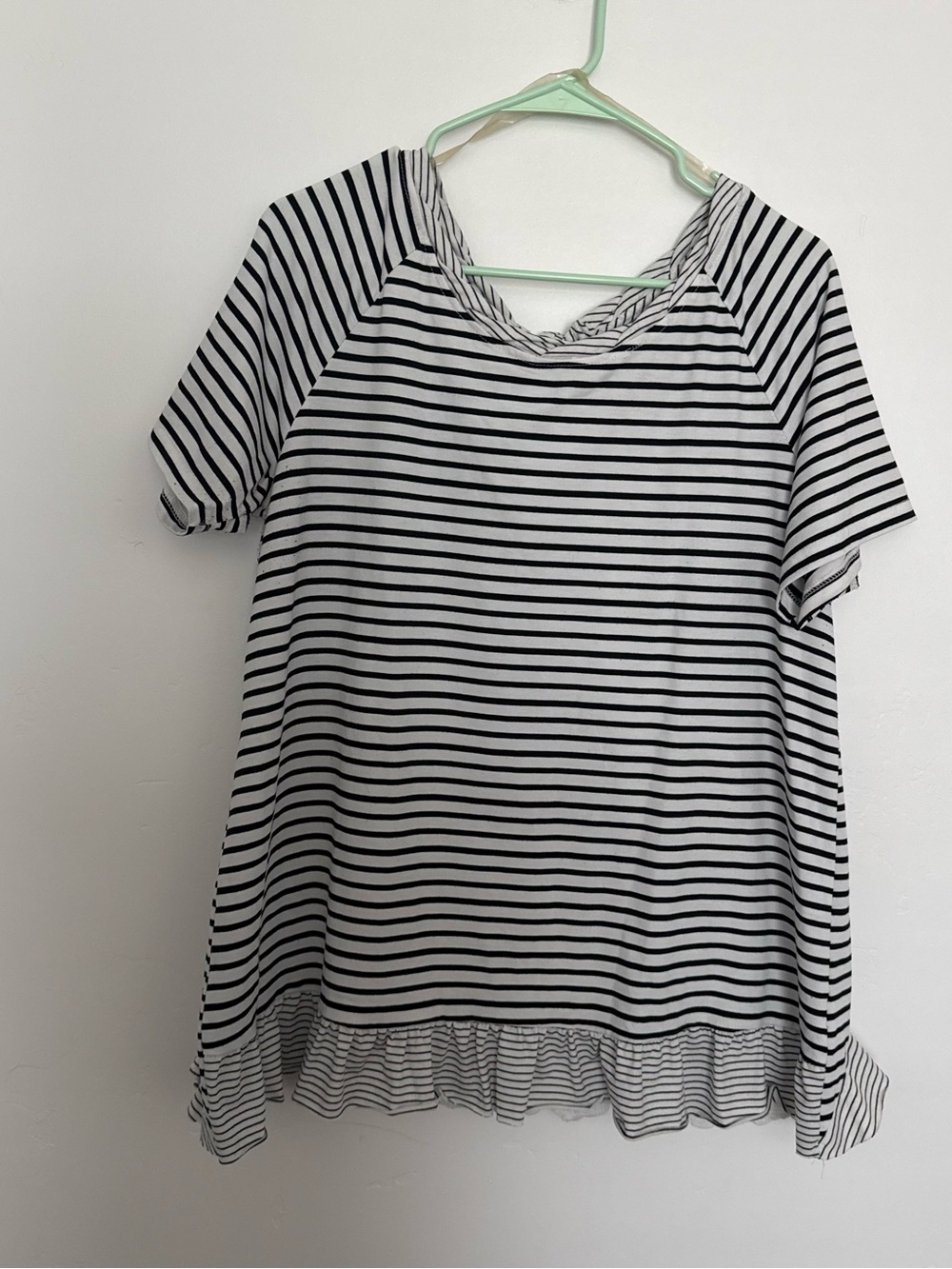 Women's Black & White Striped Short Sleeve Tee